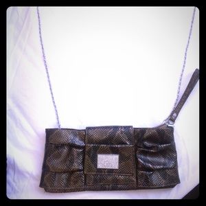 Snake skin print clutch